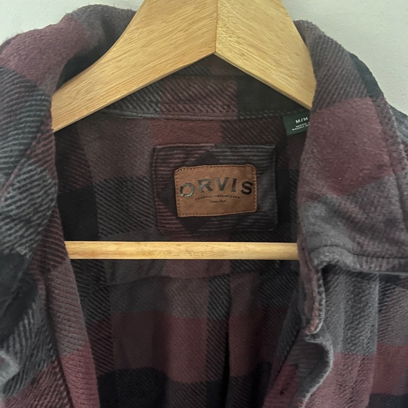 Orvis Flannel Shirt Men's Red Black Plaid Button Up Cotton Heavy Size Medium - Picture 3 of 3